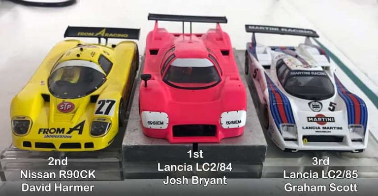Molesey Scalextric Club podium cars 21st November 2019