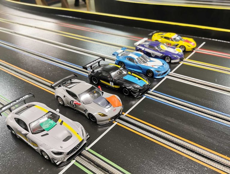 Molesey Scalextric Club cars on startline GT Open 2019