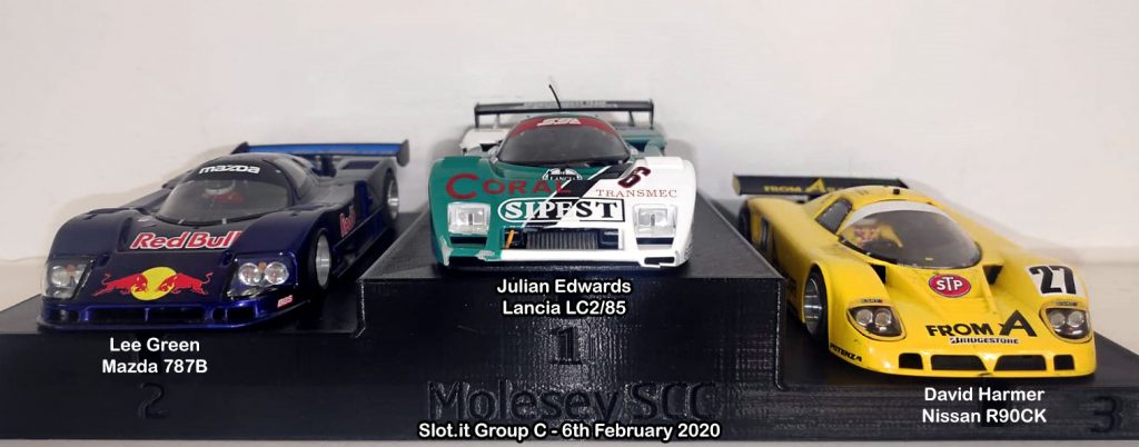 Molesey Scalextric Club podium 6th February 2020 Slot.it Group C