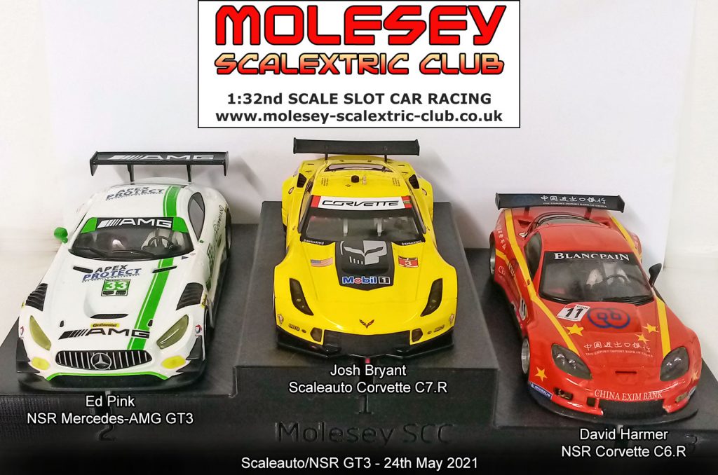 Molesey Scalextric Club podium 24th May 2021 Scaleauto/NSR GT3