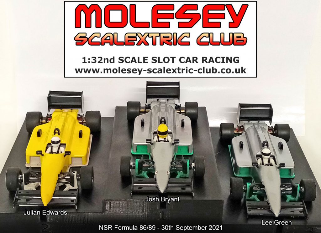 Molesey Scalextric Club podium 30th September 2021 NSR Formula 86/89