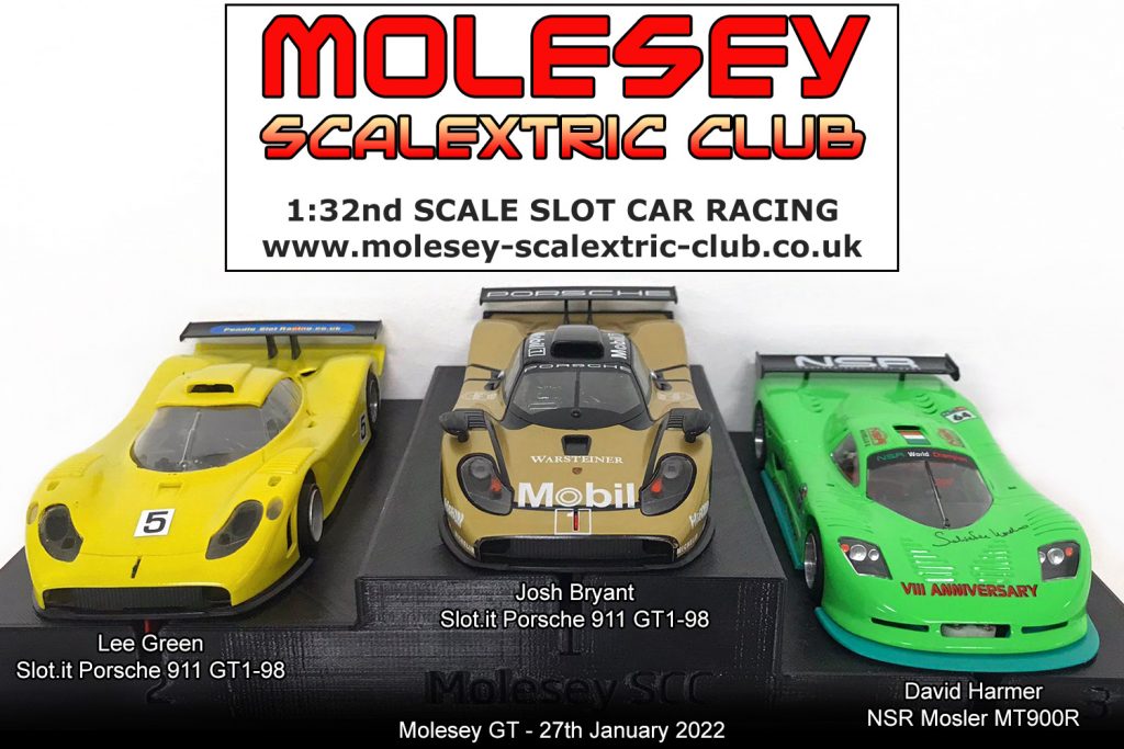 Molesey Scalextric Club podium 27th January 2022 Molesey GT