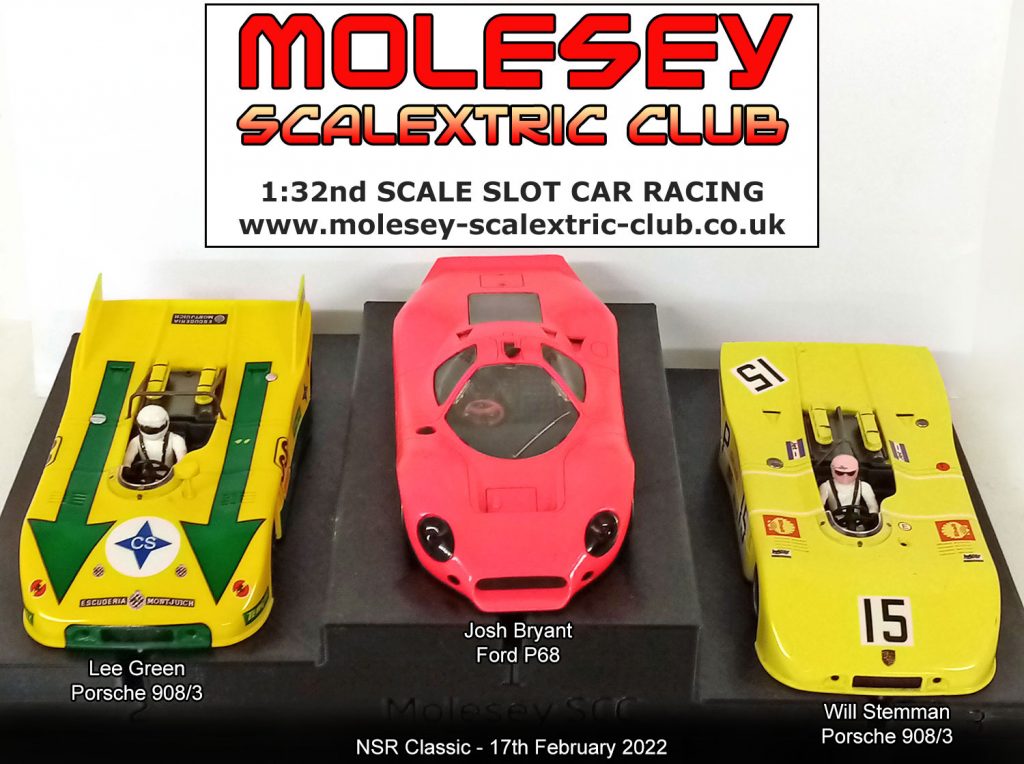 Molesey Scalextric Club podium 17th February 2022 NSR Classic