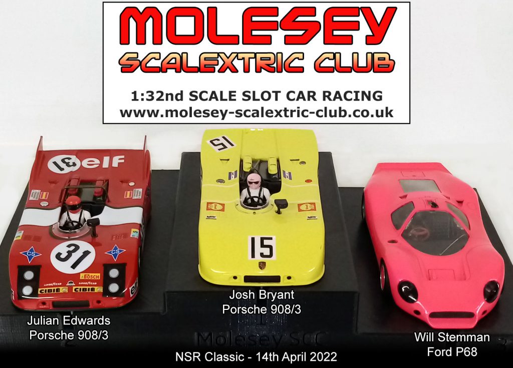 Molesey Scalextric Club podium 14th April 2022 NSR Classic