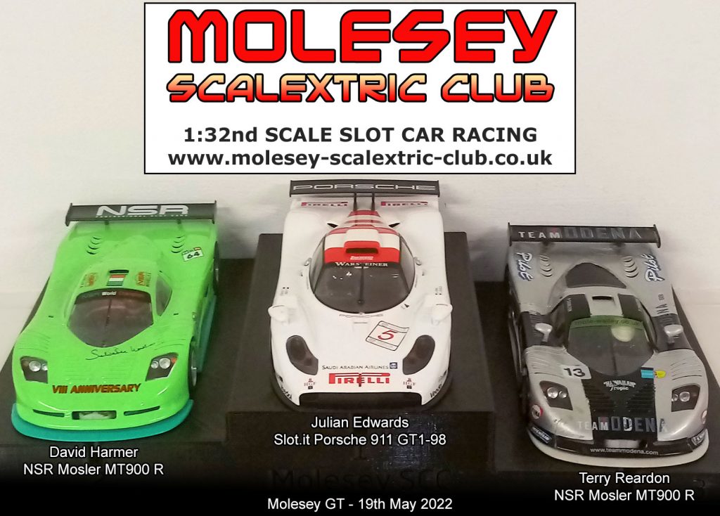 Molesey Scalextric Club podium 19th May 2022 Molesey GT