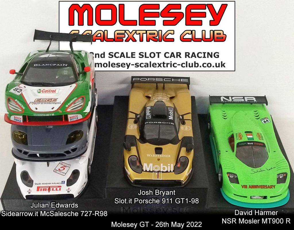 Molesey Scalextric Club podium 26th May 2022 Molesey GT