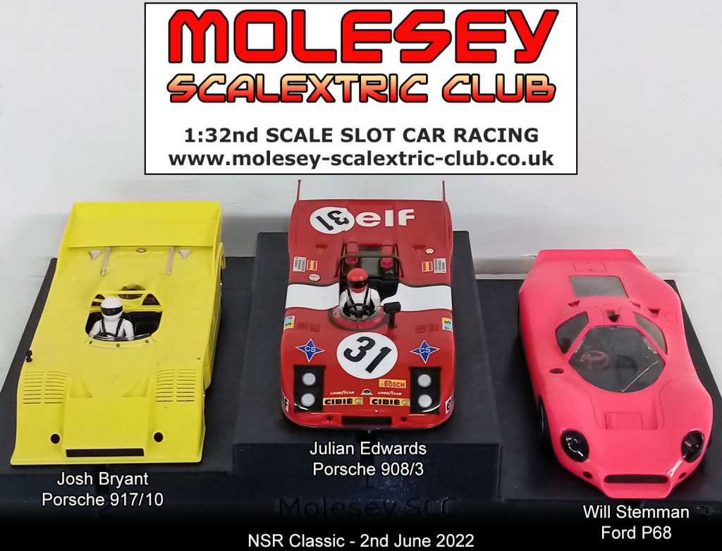 Molesey Scalextric Club podium 2nd June 2022 NSR Classic
