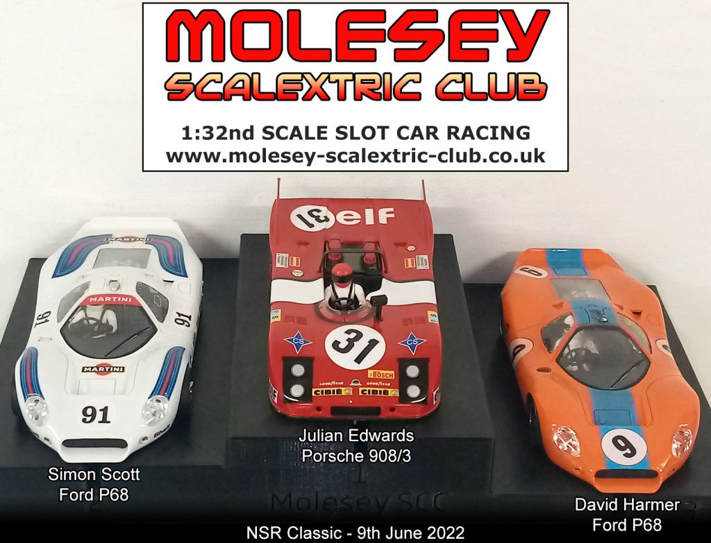 Molesey Scalextric Club podium 9th June 2022 NSR Classic