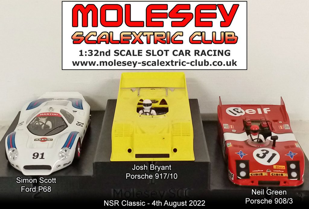 Molesey Scalextric Club 2022 podium NSR Classic August 04
