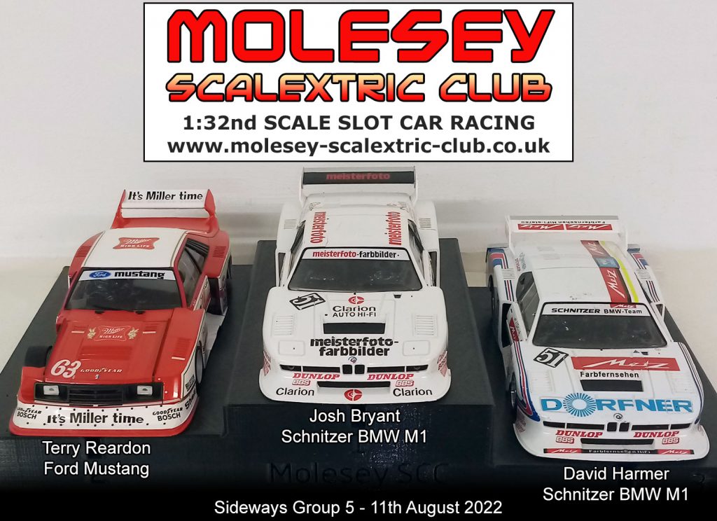 Molesey Scalextric Club 2022 podium Sideways Group 5 August 11