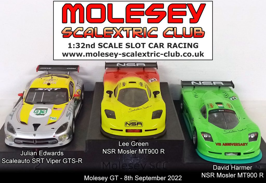 Molesey Scalextric Club 2022 podium Molesey GT September 08