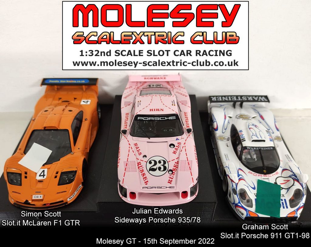 Molesey Scalextric Club 2022 podium Molesey GT September 15