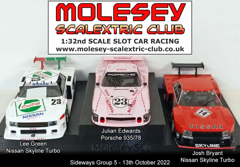 Molesey Scalextric Club 2022 podium Sideways Group 5 October 13