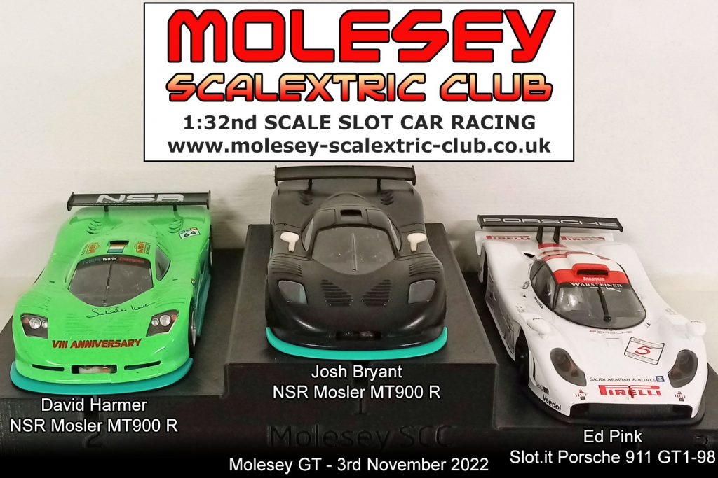 Molesey Scalextric Club 2022 podium Molesey GT November 03
