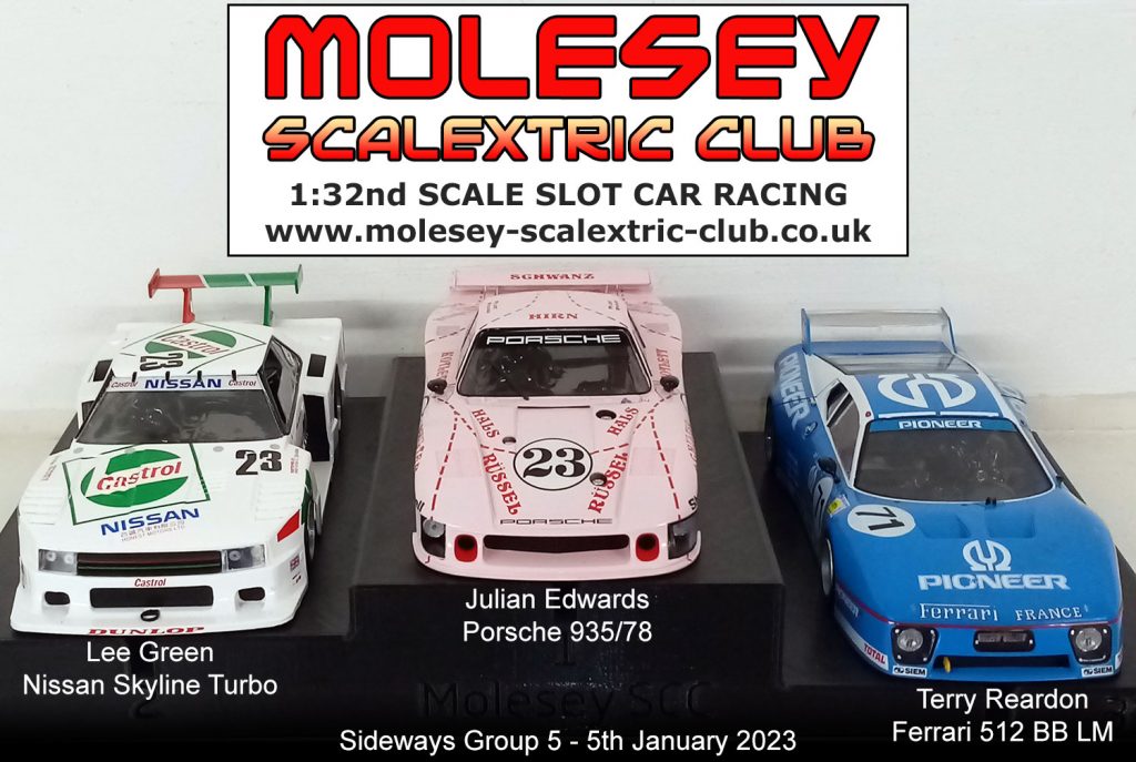 Molesey Scalextric Club 2023 podium January 05