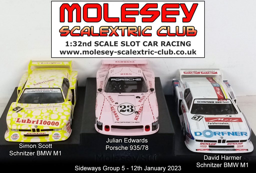 Molesey Scalextric Club 2023 podium January 12