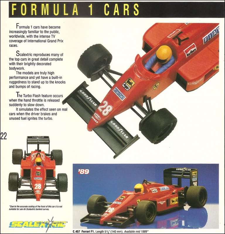 Scalextric C457 Ferrari F1/87 slot car catalogue illustration