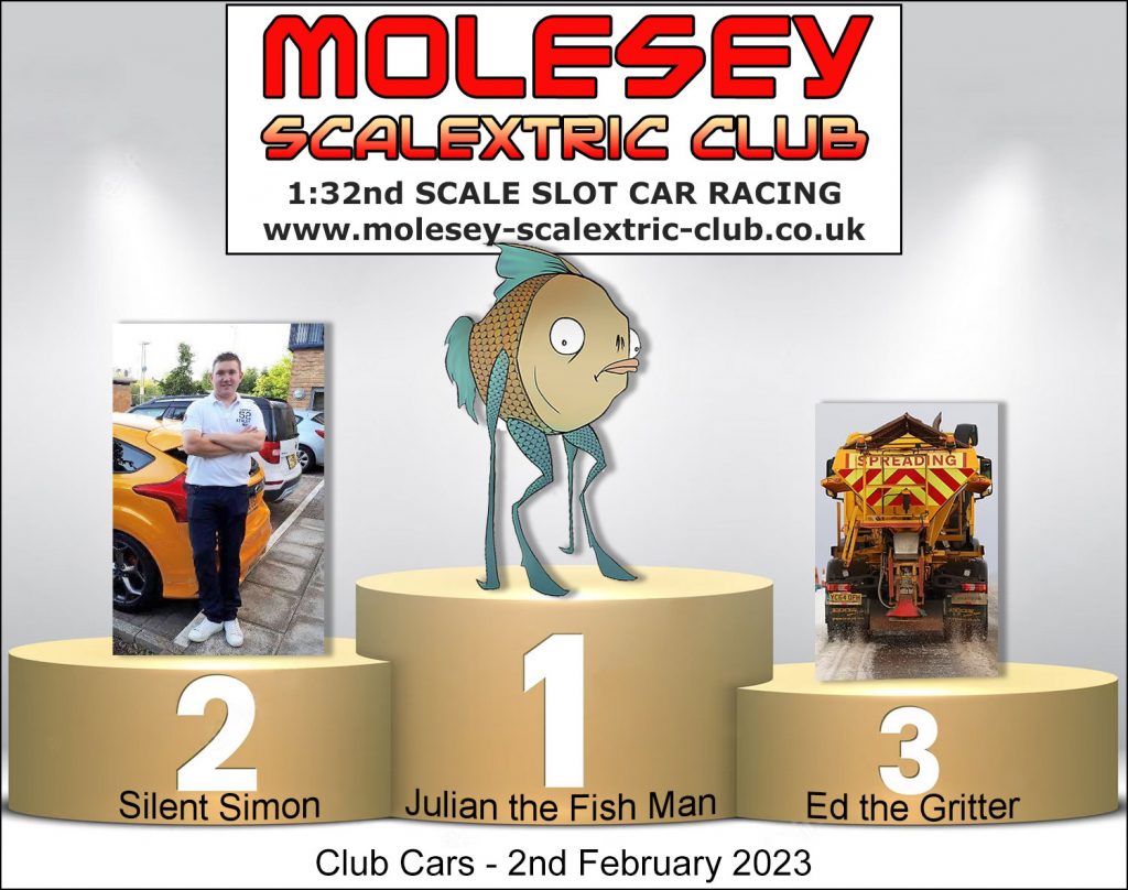 Molesey Scalextric Club 2023 podium February 02