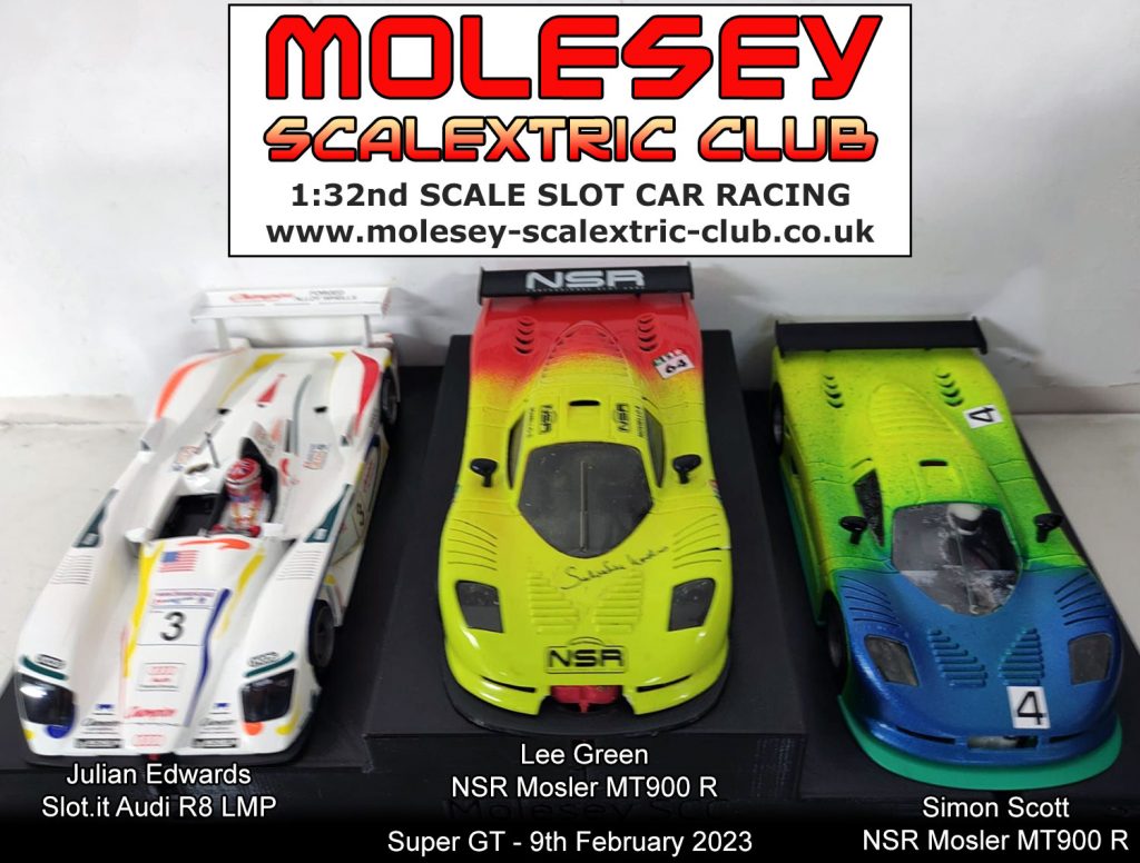 Molesey Scalextric Club 2023 podium February 09