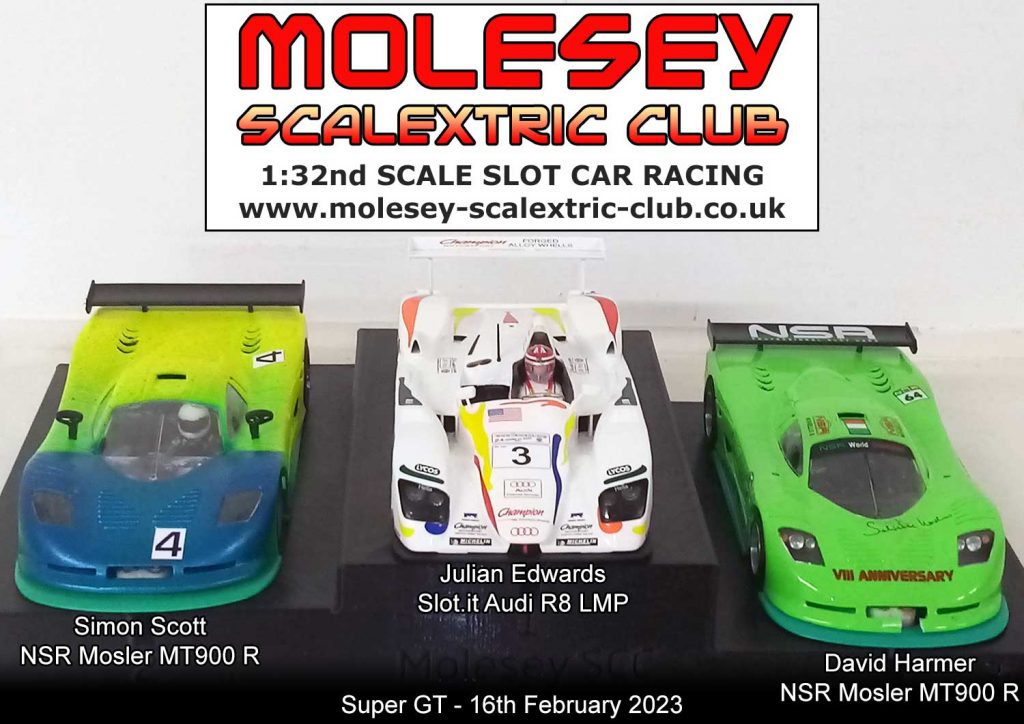 Molesey Scalextric Club 2023 podium February 16