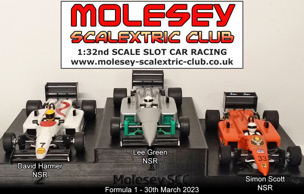 Molesey Scalextric Club 2023 podium March 30