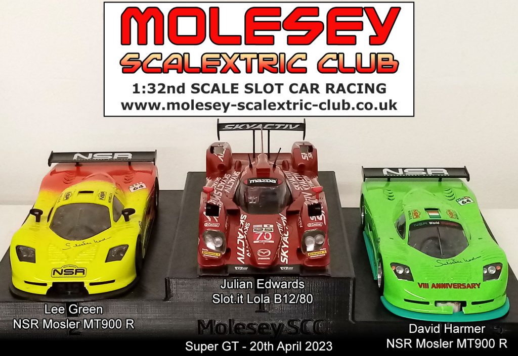 Molesey Scalextric Club 2023 podium April 20