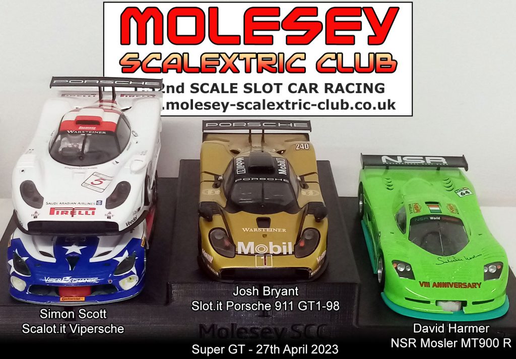 Molesey Scalextric Club 2023 podium April 27