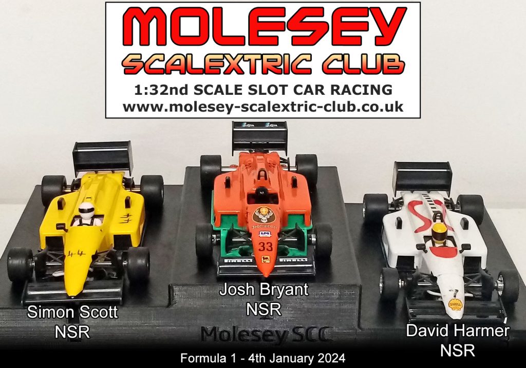 Molesey Scalextric Club 2024 podium Jan 04