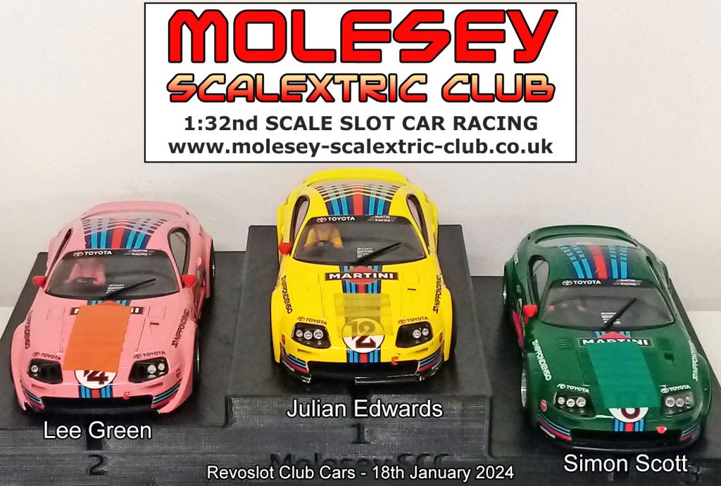 Molesey Scalextric Club 2024 podium Jan 18