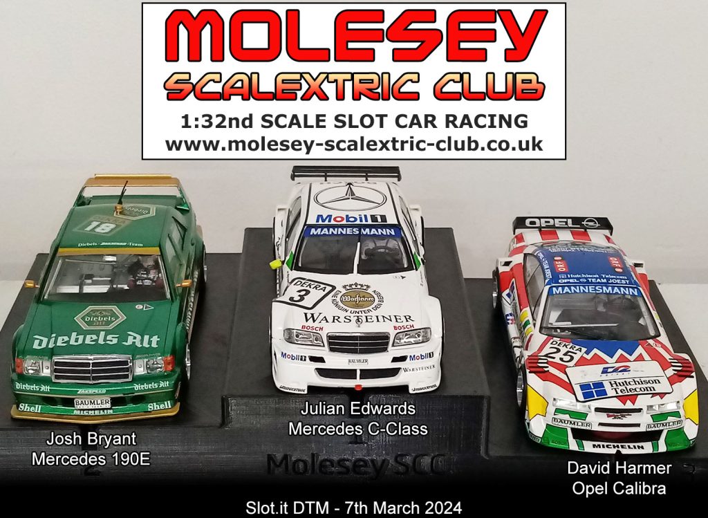 Molesey Scalextric Club 2024 podium Mar 07