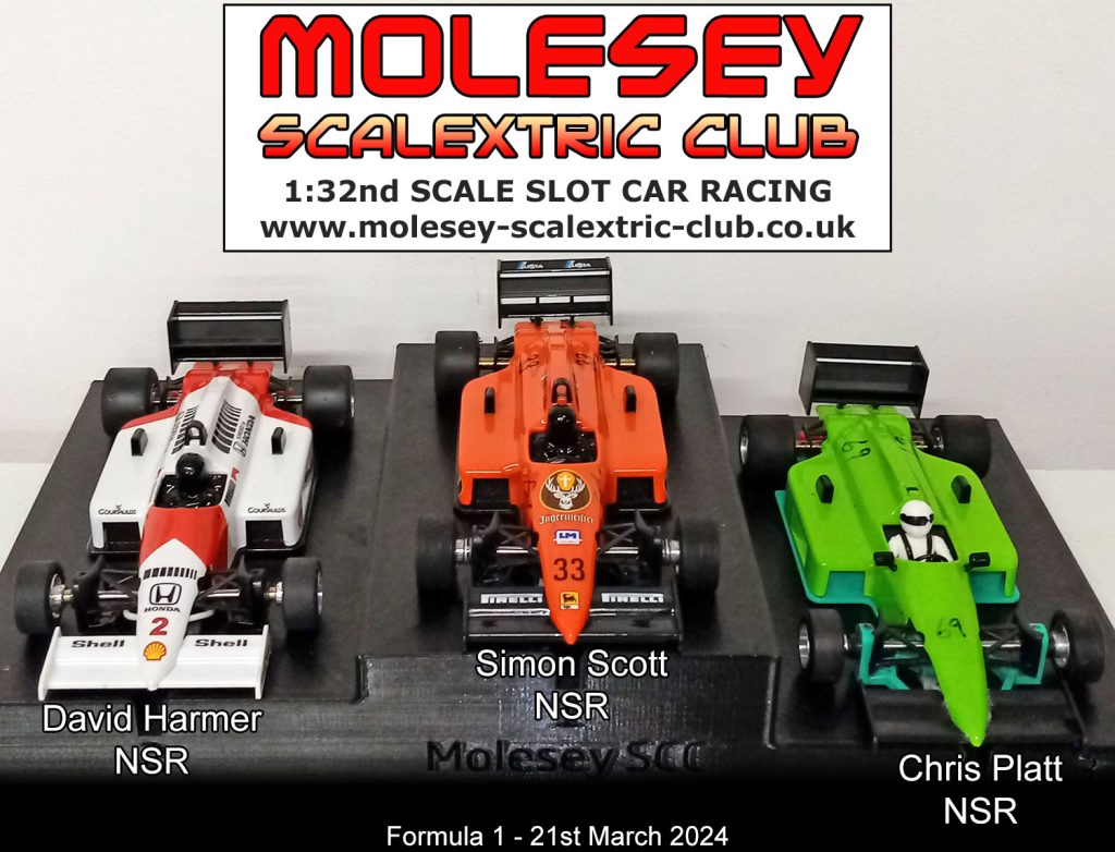 Molesey Scalextric Club 2024 podium Mar 21