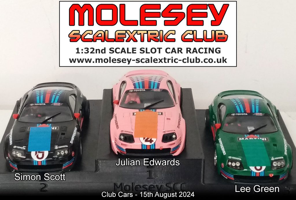 Molesey Scalextric Club 2024 podium club cars aug 15