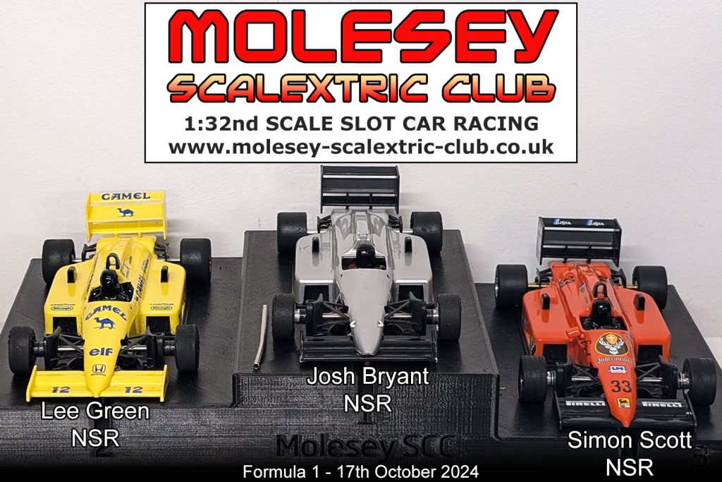Molesey Scalextric Club 2024 podium f1 oct 17