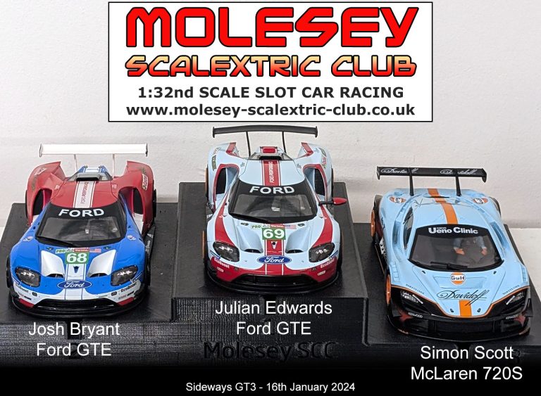 Molesey Scalextric Club 2025 podium gt3 jan 16