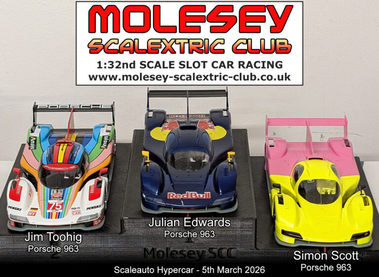 Molesey Scalextric Club 2026 podium Hypercar Mar 05