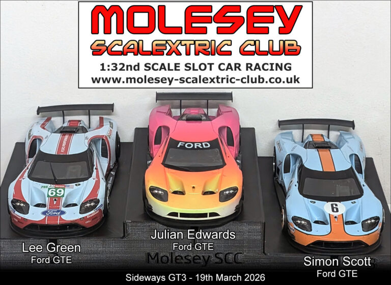 Molesey Scalextric Club 2026 podium GT3 Mar 19