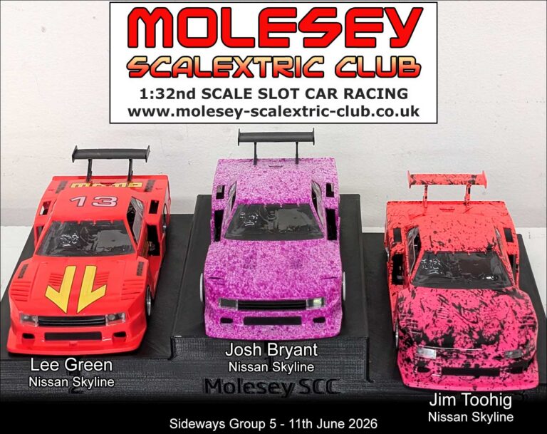 Molesey Scalextric Club 2026 podium Sideways Group 5 June 11
