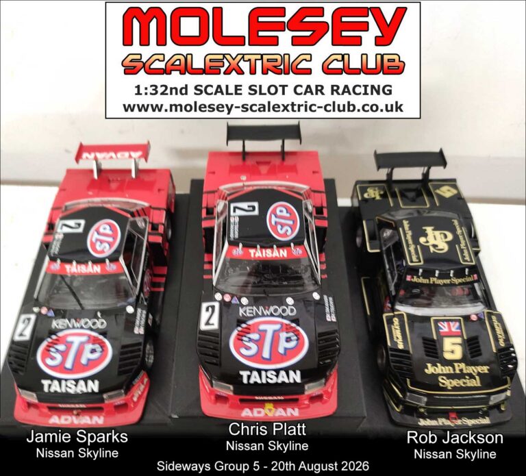 Molesey Scalextric Club 2026 podium Sideways Group 5 August 20