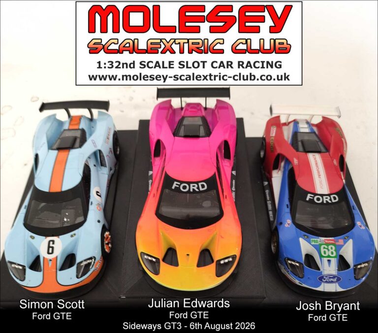 Molesey Scalextric Club 2026 podium Sideways GT3 Aug 06