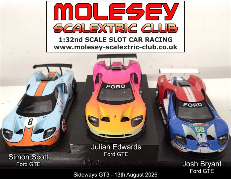 Molesey Scalextric Club 2026 podium Sideways GT3 Aug 13