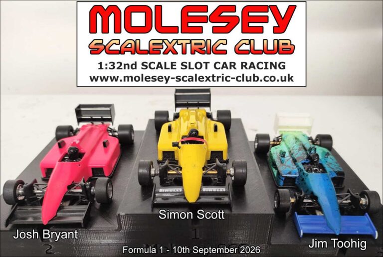 Molesey Scalextric Club 2026 podium Formula 1 September 10