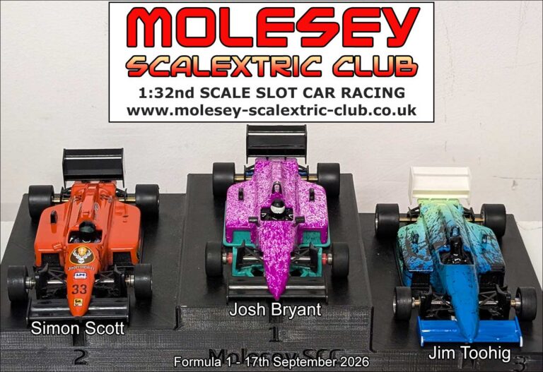 Molesey Scalextric Club 2026 podium Formula 1 September 17